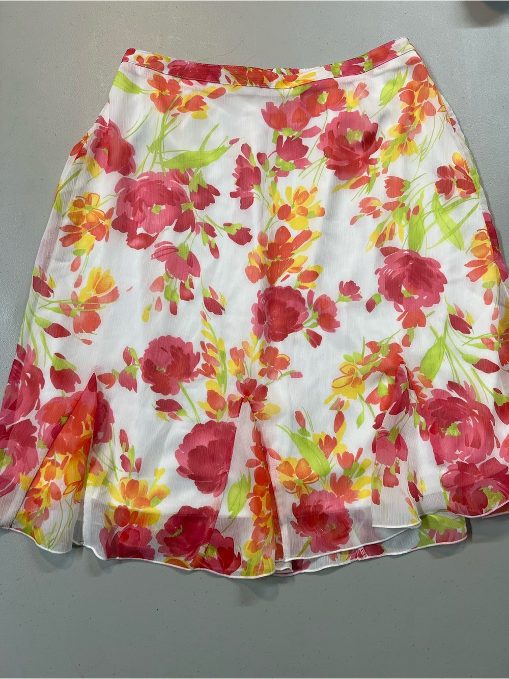 Dressbarn Women’s Size 8 Floral A-Line Skirt Pink Orange Green White